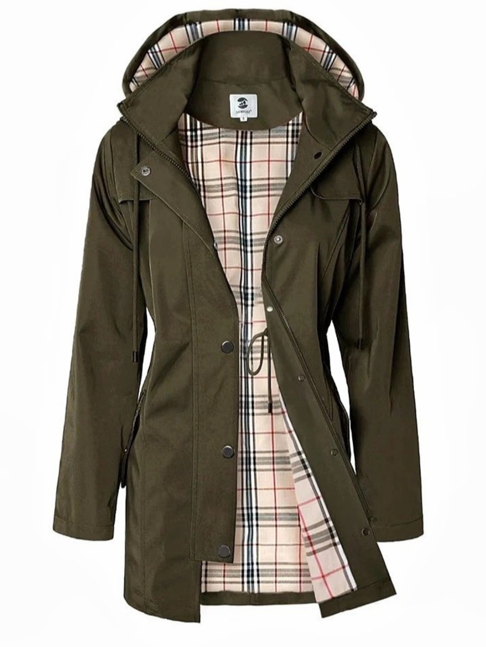 Women's Long Hooded Rain Jacket Outdoor Raincoat Windbreaker